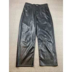 Levi's Women's 29 Black Faux Leather Ribcage Straight High Rise Pants